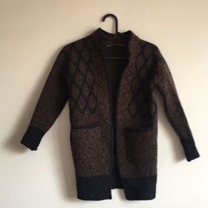 Nordstrom Vincent Black & Brown Wool Cardigan XXSP